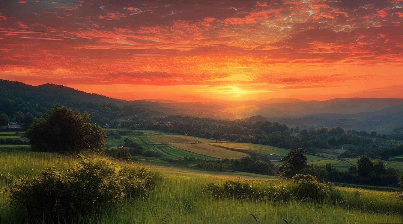 乡村日落作文300字，如何捕捉日落美景与情感交织？-图1