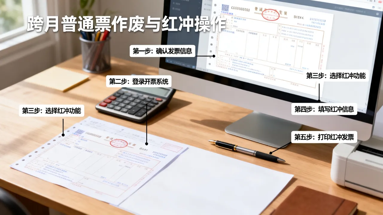 跨月普通发票如何作废,跨月发票红冲操作步骤是什么