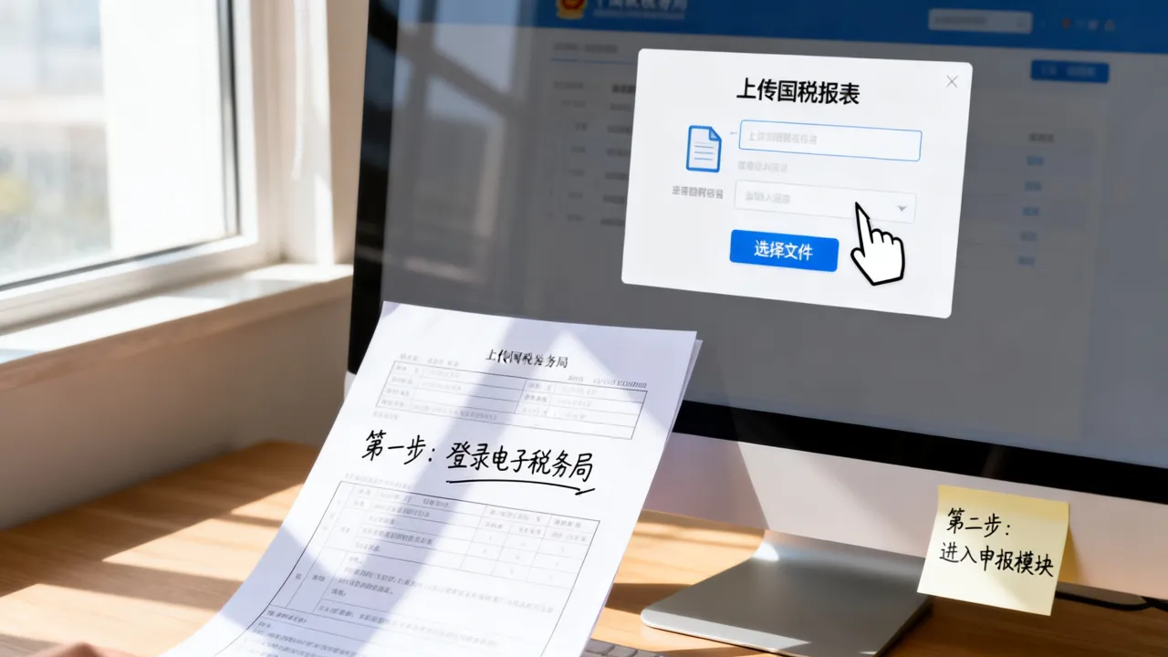 国税报表如何上传,电子税务局申报步骤是什么?